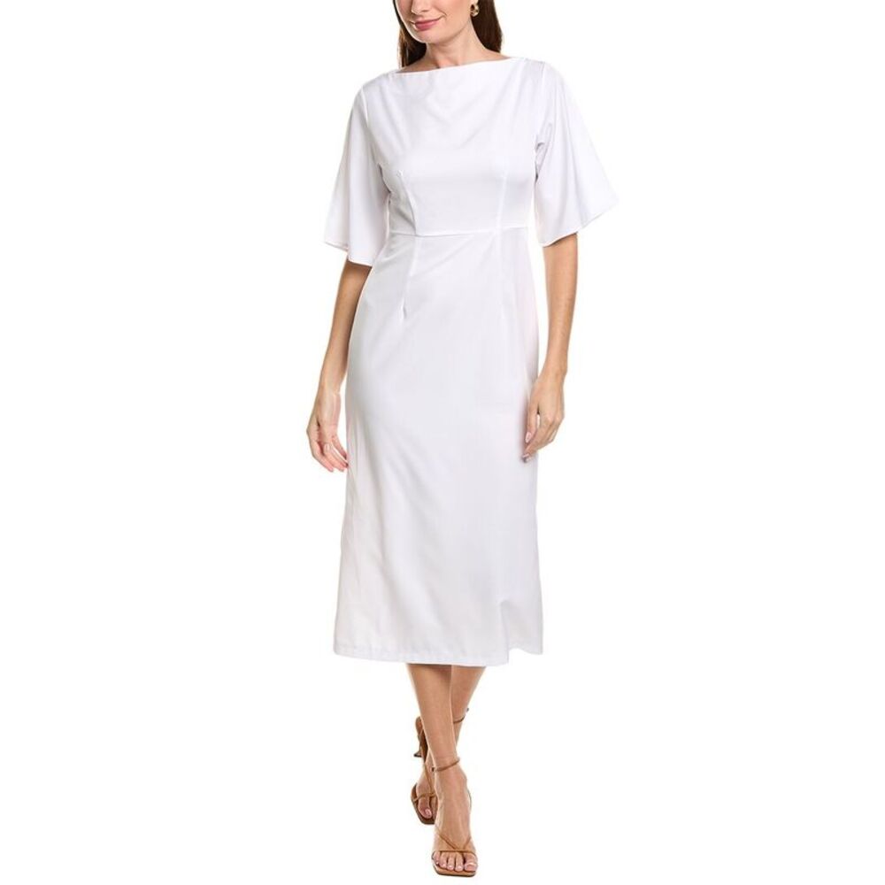Ipponelli Womens  Solid Midi Dress, White